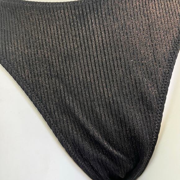 EXPRESS Small Ribbed Bikini Bronze Metallic Shiny Black Copper Underwire‎ Cheeky - Picture 7 of 9